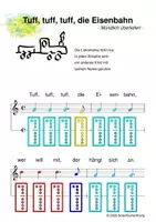 Vorschau - Arbeitsblätter - (A) 3 Erste Bewegungslieder / U3 + Kita - Singen, Glockenspiel, Blockflöte / Kinderlieder - Spielend leichter Einstieg für Anfänger / Bunte Noten Rainbow A - Seite 1
