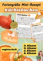 Vorschau - Unterrichtsreihen - Kürbiskuchen | Mini-Rezeptkarte | vegetarisch | Herbstgruß | Klasse 3–6 - Deckblatt