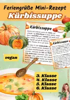 Vorschau - Unterrichtsreihen - Kürbissuppe | Mini-Rezeptkarte | vegan | Herbstgruß | Klasse 3–6 - Deckblatt