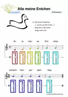 Vorschau - Arbeitsblätter - (A) 9 Erste Kinderlieder / Sommer – Singen, Glockenspiel, Blockflöte / Kinderlieder - Spielend leichter Einstieg für Anfänger / Bunte Noten Rainbow A: Alle meine Entchen / Bruder Jakob / Es regnet, es regnet / ... - Deckblatt