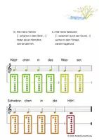 Vorschau - Arbeitsblätter - (A) 9 Erste Kinderlieder / Sommer – Singen, Glockenspiel, Blockflöte / Kinderlieder - Spielend leichter Einstieg für Anfänger / Bunte Noten Rainbow A: Alle meine Entchen / Bruder Jakob / Es regnet, es regnet / ... - Seite 1