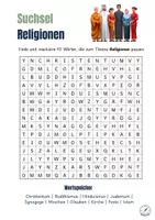 Vorschau - Arbeitsblätter - Suchsel Religionen mit Lösung - Seite 1