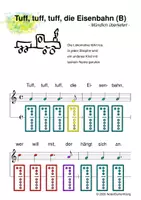 Vorschau - Arbeitsblätter - (B) Tuff, Tuff, Tuff, die Eisenbahn - Singen, Klangröhren, Glockenspiel, Blockflöte / Kinderlieder - Spielend leichter Einstieg für Anfänger / Bunte Noten Rainbow B - Deckblatt