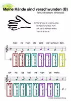 Vorschau - Arbeitsblätter - (B) Meine Hände sind verschwunden - Singen, Klangröhren, Glockenspiel, Blockflöte / Kinderlieder - Spielend leichter Einstieg für Anfänger / Bunte Noten Rainbow B - Deckblatt