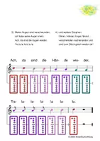 Vorschau - Arbeitsblätter - (B) Meine Hände sind verschwunden - Singen, Klangröhren, Glockenspiel, Blockflöte / Kinderlieder - Spielend leichter Einstieg für Anfänger / Bunte Noten Rainbow B - Seite 1
