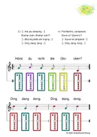 Vorschau - Arbeitsblätter - (B) 9 Erste Kinderlieder / Sommer - Singen, Klangröhren, Glockenspiel, Blockflöte / Kinderlieder - Spielend leichter Einstieg für Anfänger / Bunte Noten Rainbow B: Alle meine Entchen / Bruder Jakob / Es regnet, es regnet / ... - Seite 3