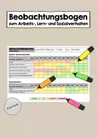 Vorschau - Lehrpläne/Lehrermaterial - Beobachtungsbogen zum Arbeits-, Lern- und Sozialverhalten - Deckblatt