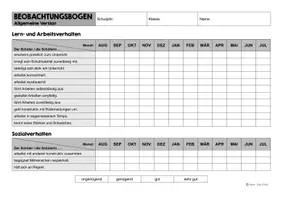 Vorschau - Lehrpläne/Lehrermaterial - Beobachtungsbogen zum Arbeits-, Lern- und Sozialverhalten - Seite 2