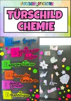 Vorschau - Mal- und Bastelvorlagen - Chemie Türdekoration – Chemieraum gestalten | Türschild CHEMIE + Labor-Motive | 20 Seiten zum Ausdrucken - Deckblatt