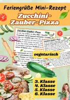 Vorschau - Unterrichtsreihen - Zucchini-Zauber-Pizza | Mini-Rezeptkarte | vegetarisch | Herbstgruß | Klasse 3–6 - Deckblatt