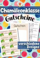 Vorschau - Mal- und Bastelvorlagen - Chamäleonklasse - Gutscheine (Klassentier) - Deckblatt