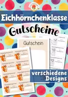 Vorschau - Mal- und Bastelvorlagen - Eichhörnchenklasse - Gutscheine (Klassentier) - Deckblatt
