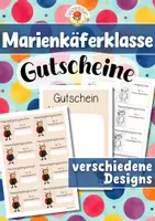 Vorschau - Mal- und Bastelvorlagen - Marienkäferklasse - Gutscheine (Klassentier) - Deckblatt