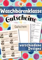 Vorschau - Mal- und Bastelvorlagen - Waschbärenklasse - Gutscheine (Klassentier) - Deckblatt