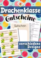 Vorschau - Mal- und Bastelvorlagen - Drachenklasse - Gutscheine (Klassentier) - Deckblatt