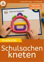 Vorschau - Fördermaterial/Inklusion - Schule und Schulsachen kneten – Knetkartei zur Feinmotorik für Kindergarten, Vorschule, Grundschule & Förderunterricht - Deckblatt
