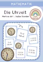 Vorschau - Spiele - Die Uhrzeit - Merk es dir! (halbe Stunden) - Deckblatt