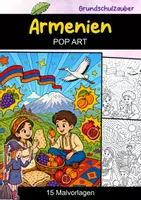 Vorschau - Mal- und Bastelvorlagen - Armenien | POP Art Ausmalbilder | Länder | 15 Malvorlagen - Deckblatt