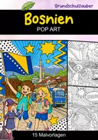 Vorschau - Mal- und Bastelvorlagen - Bosnien und Herzegowina | POP Art Ausmalbilder | Länder | 15 Malvorlagen - Deckblatt