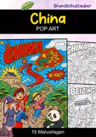 Vorschau - Mal- und Bastelvorlagen - China | POP Art Ausmalbilder | Länder | 15 Malvorlagen - Deckblatt