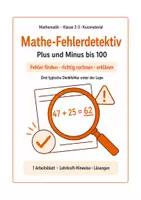 Vorschau - Arbeitsblätter - Mathe Klasse 2/3: Fehlerdetektiv Plus und Minus bis 100 - Deckblatt