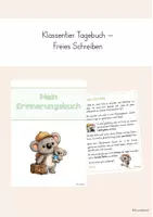 Vorschau - Bildkarten - Klassentier Tagebuch - Wochendabenteuer freies Schreiben - Deckblatt