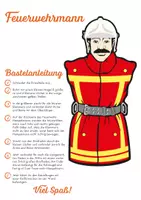 Vorschau - Mal- und Bastelvorlagen - Feuerwehr Löschi Bastelbogen basteln Feuerwehrmann Download - Seite 1