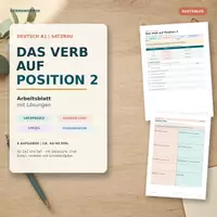 Vorschau - Arbeitsblätter - Deutsch A1 – Satzbau: Das Verb auf Position 2 - Deckblatt