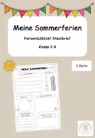 Vorschau - Arbeitsblätter - Meine Sommerferien - Steckbrief & Ferienrückblick - Deckblatt