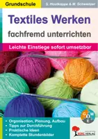 Vorschau - Arbeitsblätter - Textiles Werken fachfremd unterrichten Grundschule | Häkeln, Nähen, Weben, Sticken | Stundenbilder Bildvorlagen Arbeitsblätter - Deckblatt