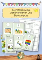 Vorschau - Stationenlernen - Buchstabenweg Stationenkarten und Stempelpass - Deckblatt