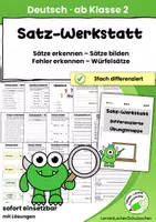Vorschau - Anderer Materialtyp - Satz-Werkstatt: Sätze erkennen & Sätze bilden | Würfelsätze | Deutsch Klasse 2 - Deckblatt