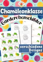 Vorschau - Mal- und Bastelvorlagen - Chamäleonklasse - Garderobenschilder (Klassentier) - Deckblatt