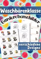 Vorschau - Mal- und Bastelvorlagen - Waschbärenklasse - Garderobenschilder (Klassentier) - Deckblatt