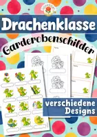 Vorschau - Mal- und Bastelvorlagen - Drachenklasse - Garderobenschilder (Klassentier) - Deckblatt