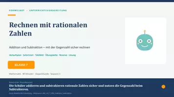 Vorschau - Stundenentwürfe - Mathe Unterrichtsvorbereitung Addition und Subtraktion - Deckblatt