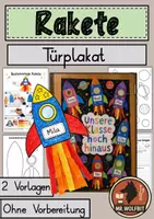 Vorschau - Mal- und Bastelvorlagen - Türschild, Rakete, Türplakat, Kunst - Deckblatt