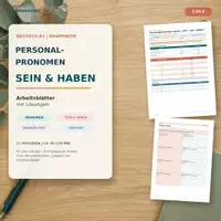 Vorschau - Arbeitsblätter - Deutsch A1 – Personalpronomen sowie „sein“ und „haben“ - Deckblatt