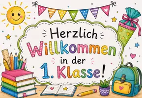 Vorschau - Präsentationen/Tafelbilder - Schulstart Willkommen - Digitale Tafelbilder Klasse 1-4 - Deckblatt
