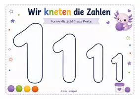 Vorschau - Arbeitsblätter - Wir kneten die Zahlen 1–10,Knetvorlagen Vorschule&1. Klasse - Seite 1