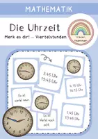 Vorschau - Spiele - Die Uhrzeit - Merk es dir! (Viertelstunden) - Deckblatt