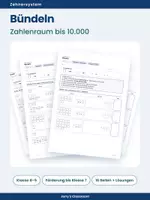 Vorschau - Arbeitsblätter - Stellenwertsystem: Bündeln bis 10.000 – Dienes Material - Deckblatt