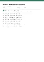 Vorschau - Arbeitsblätter - Welchen Wert hat jeder Buchstabe? — Klasse 4 - Seite 1