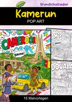 Vorschau - Mal- und Bastelvorlagen - Kamerun | POP Art Ausmalbilder | Länder | 15 Malvorlagen - Deckblatt