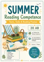 Vorschau - Arbeitsblätter - Summer Reading – Englisch Leseverstehen Sommer Schuljahresbeginn Schulstart | 20 Lesetexte & Arbeitsblätter | Klasse 5–7 - Deckblatt