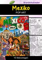 Vorschau - Mal- und Bastelvorlagen - Mexiko | POP Art Ausmalbilder | Länder | 15 Malvorlagen - Deckblatt