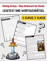 Vorschau - Stundenentwürfe - Die Legende von König Artus : Leseverständnis und Wortsuchrätsel mit Lösungen - Deckblatt