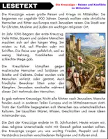 Vorschau - Stundenentwürfe - Die Kreuzzüge : Leseverständnis und Wortsuchrätsel mit Lösungen - Seite 1