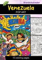 Vorschau - Mal- und Bastelvorlagen - Venezuela | POP Art Ausmalbilder | Länder | 15 Malvorlagen - Deckblatt