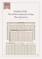 Vorschau - Anderer Materialtyp - Schülerdaten-Tabelle: Übersichtliche Verwaltung aller wichtigen Klasseninformationen - Deckblatt